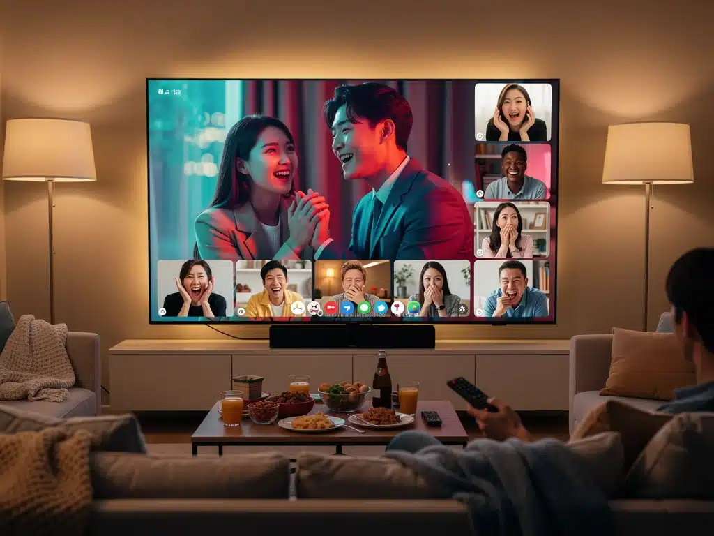Social co-watching a K-drama with friends virtually
