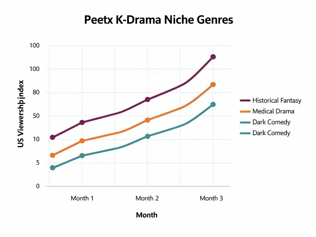 Graph illustrating the sharp increase in US viewership for niche K-drama genres over the past quarter.