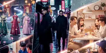 Diverse K-drama scenes illustrating niche genres gaining popularity in the US, depicting fantasy, thriller, and romantic comedy elements.