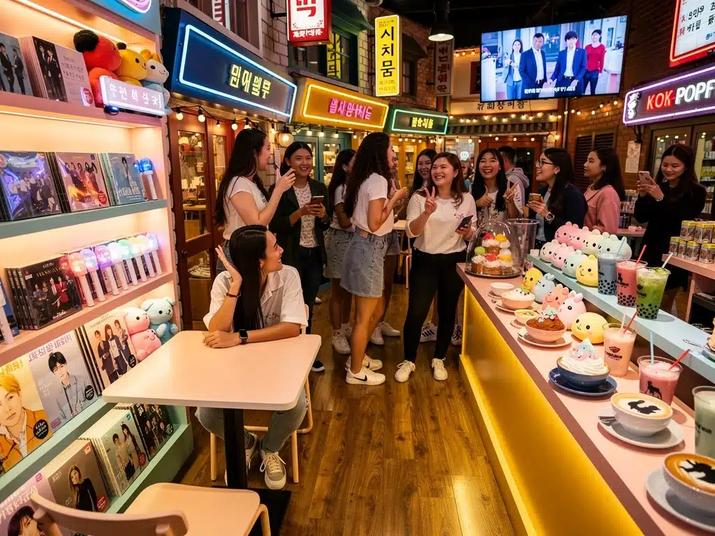 American fans enjoying a K-Drama set experience in a US city.