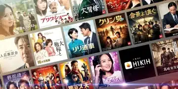 Vibrant collage of diverse dorama posters on US streaming services