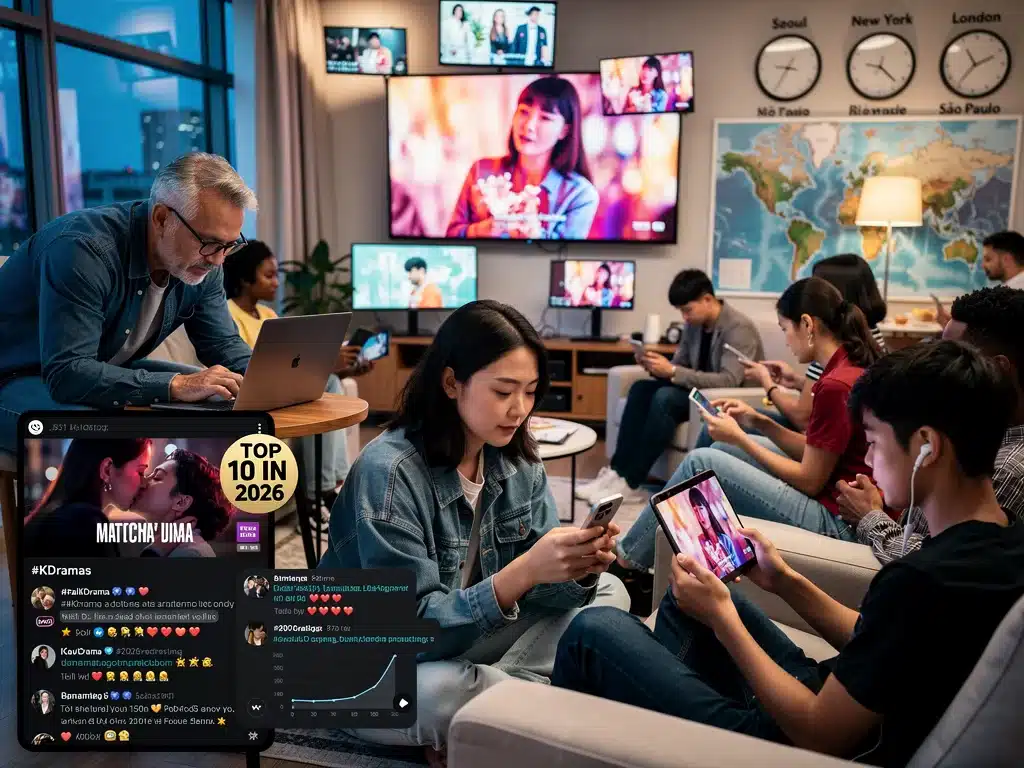Global K-Drama fans engaging with content and social media.