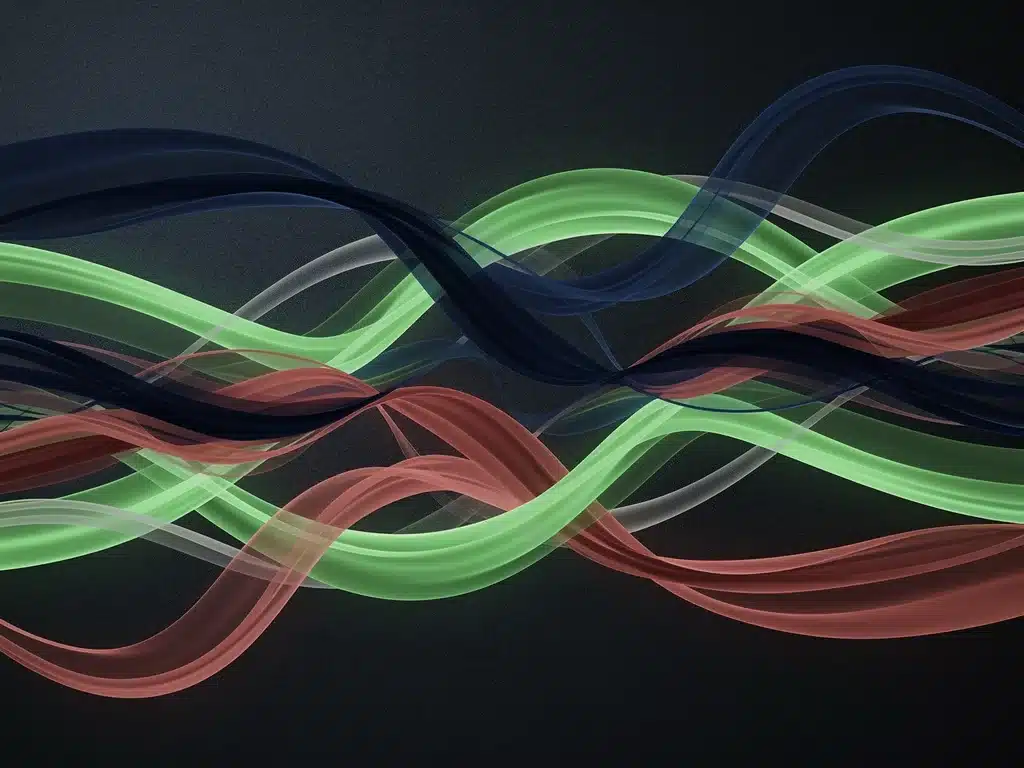 Abstract illustration of interwoven narrative threads representing genre blending in TV.