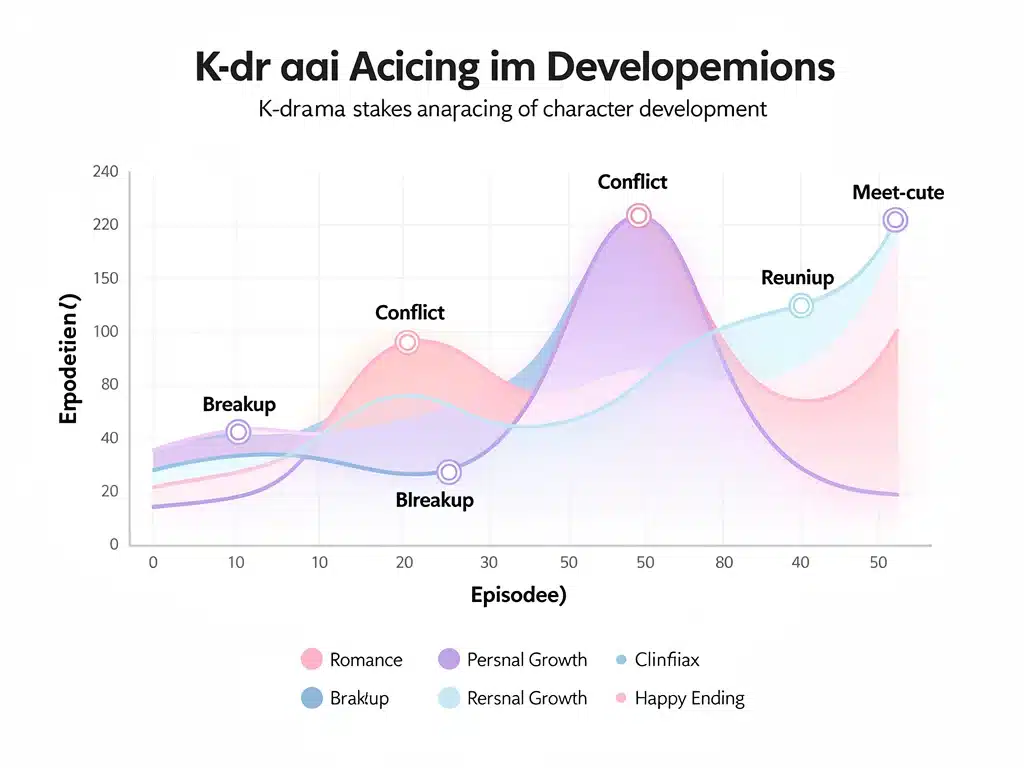 Infographic showing K-drama narrative arc with pacing fluctuations.