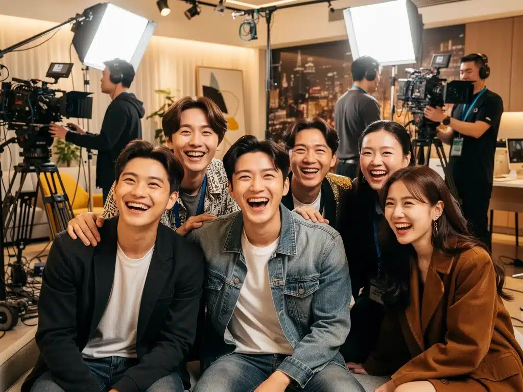 K-drama cast and crew on set, showcasing the production of a new series for early 2026.