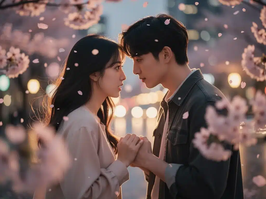 Couple sharing a tender moment, symbolizing deep emotional connection in a K-drama.