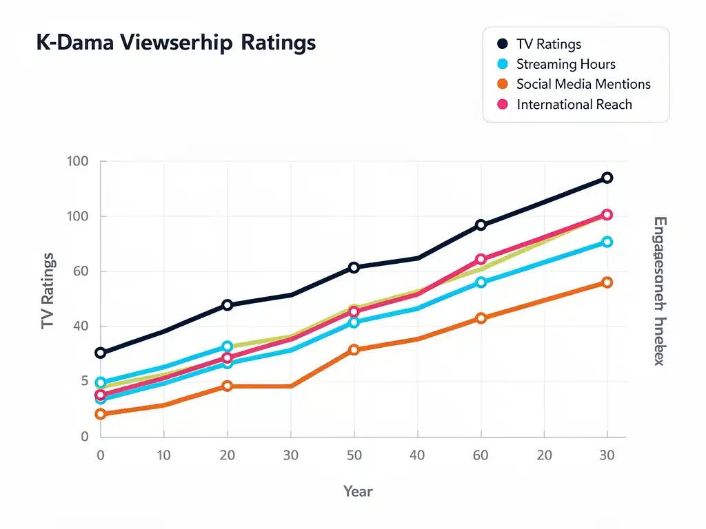 Graph showing multi-platform engagement metrics for K-Drama ratings.